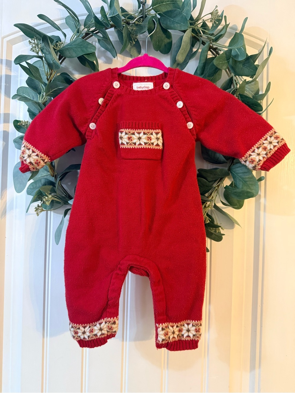 💫4/$25 • GAP Red Knit One-Piece with Fair Isle Trim